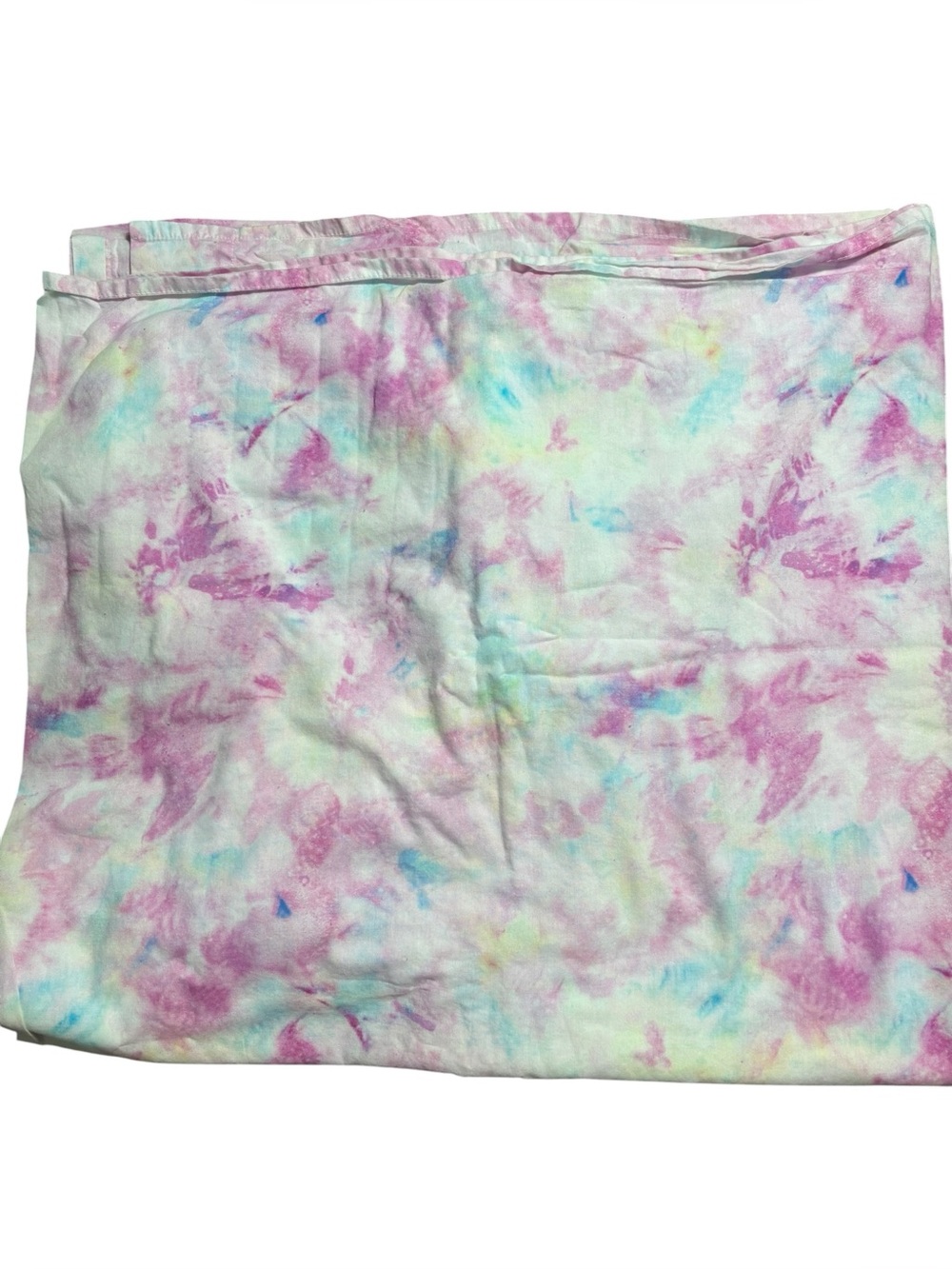 Pottery barn teen full size top sheet 100% cotton tie dye colorful rainbow